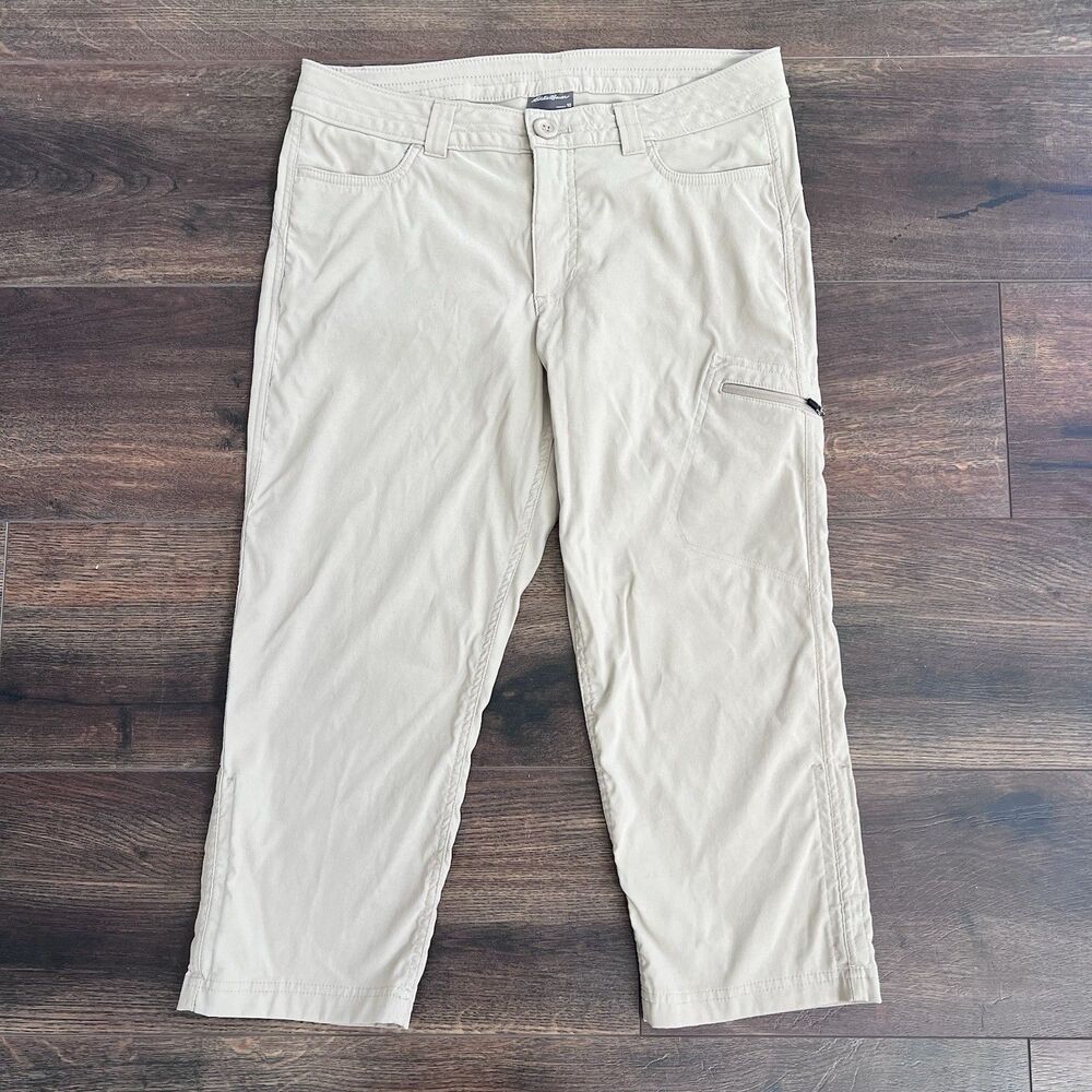 Eddie Bauer Guide Pro High Rise Capri Pants Womens Size 10 Beige Outdoor Hike
